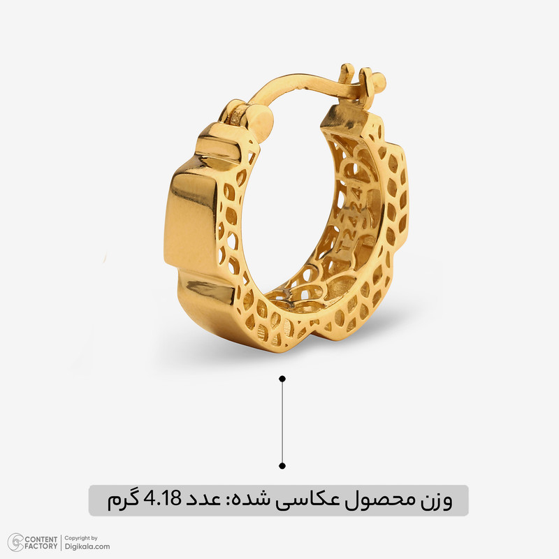 گوشواره کلیپسی طلا 18 عیار زنانه گلدم مدل حلقه اییE245012 - 6