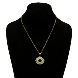 گردنبند زنانه مدل چشم زیبا نگین دار کد GZ-Beh-10