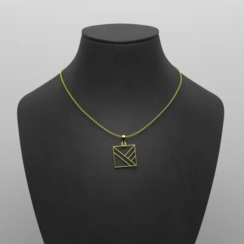 گردنبند طلا 18 عیار زنانه مدوپد مدل مربع کد F3-1-1080
