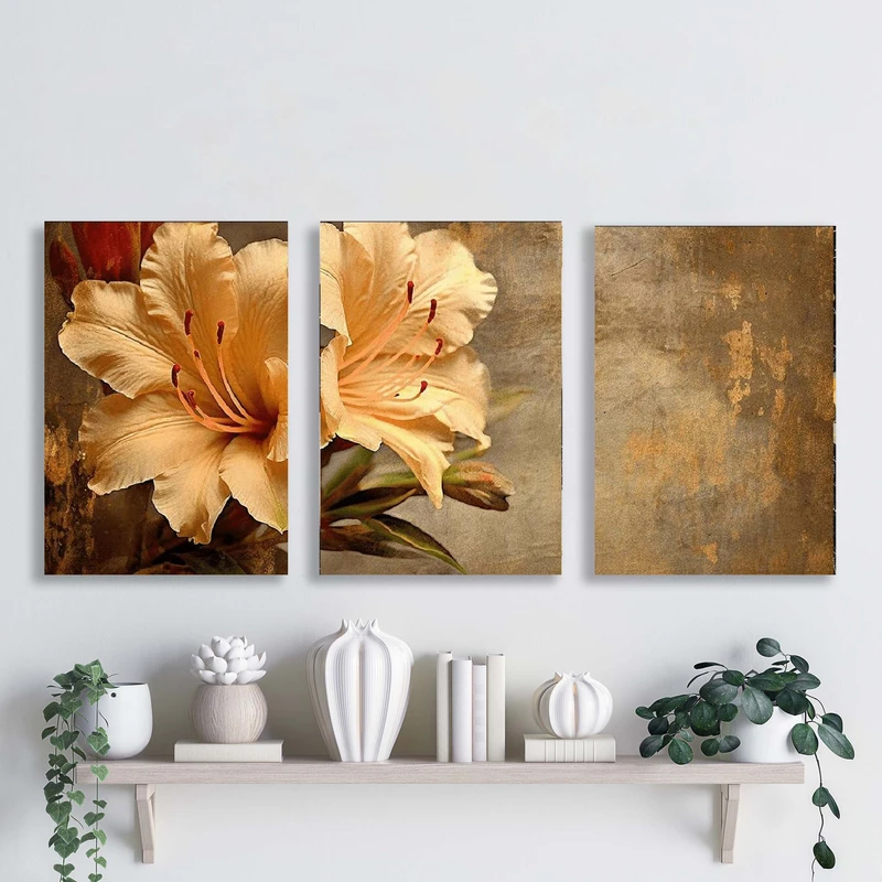 تابلو شاسی آتریسا مدل گل مدرن ATA078 مجموعه سه عددی