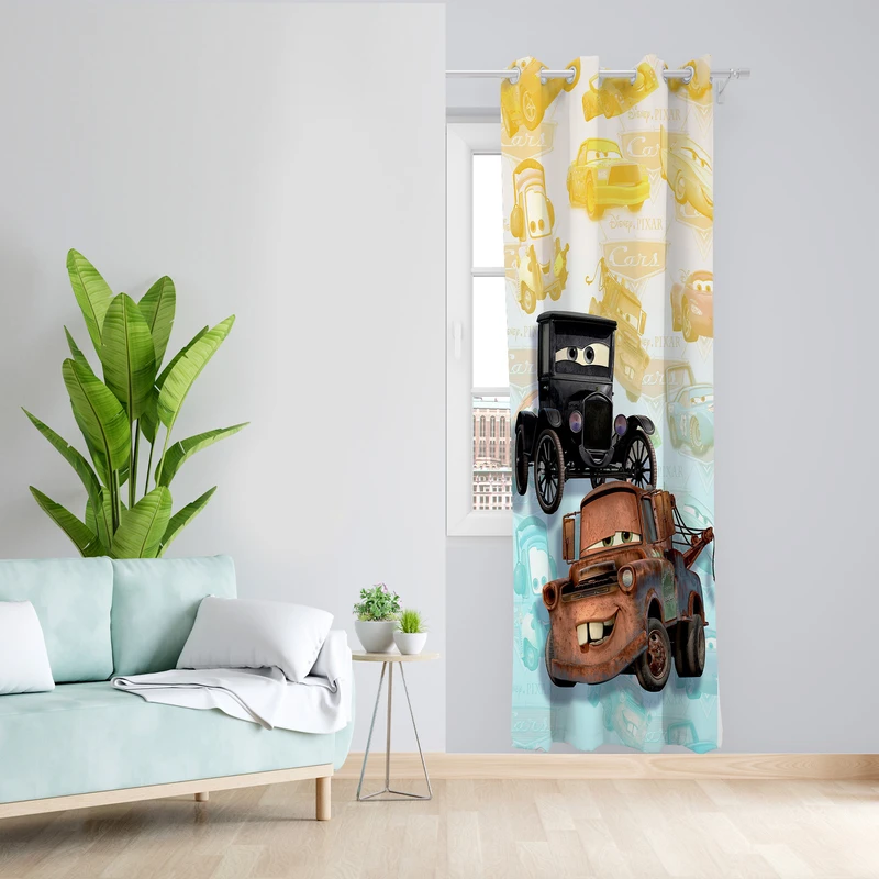 پرده طرح ماشین های مکویین مدل مخمل پانچی کد L 1162L Z سایز 140x200 سانتی متر