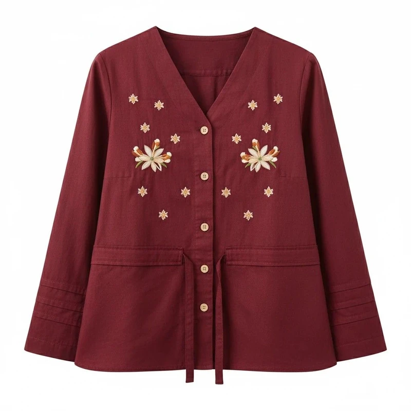 شومیز آستین بلند یقه هفت زنانه مدل شکوفه