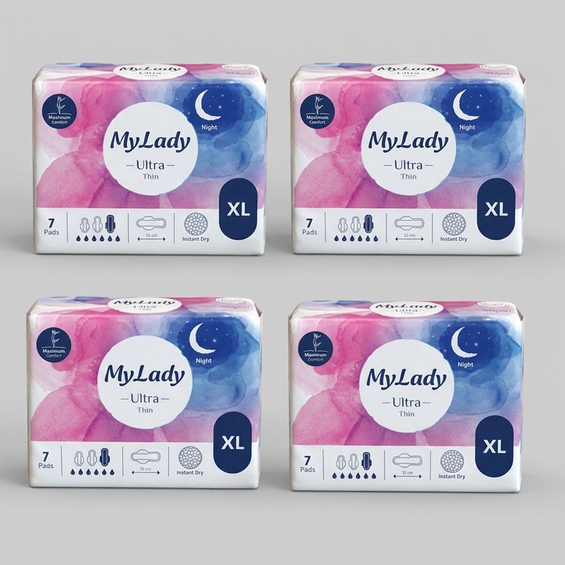 نوار بهداشتی بالدار نازک روز و شب مای لیدی مدل Instant Dry سایز خیلی بزرگ چهار بسته 7 عددی