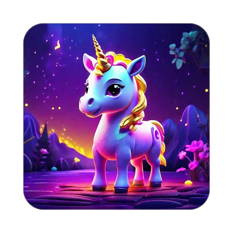 زیر لیوانی کاکتی طرح اسب تک شاخ و یونیکورن مدل mp30731