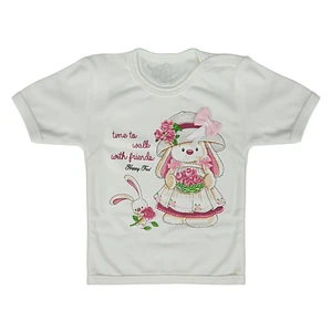 تی شرت آستین کوتاه نوزادی مدل دختر و خرگوش