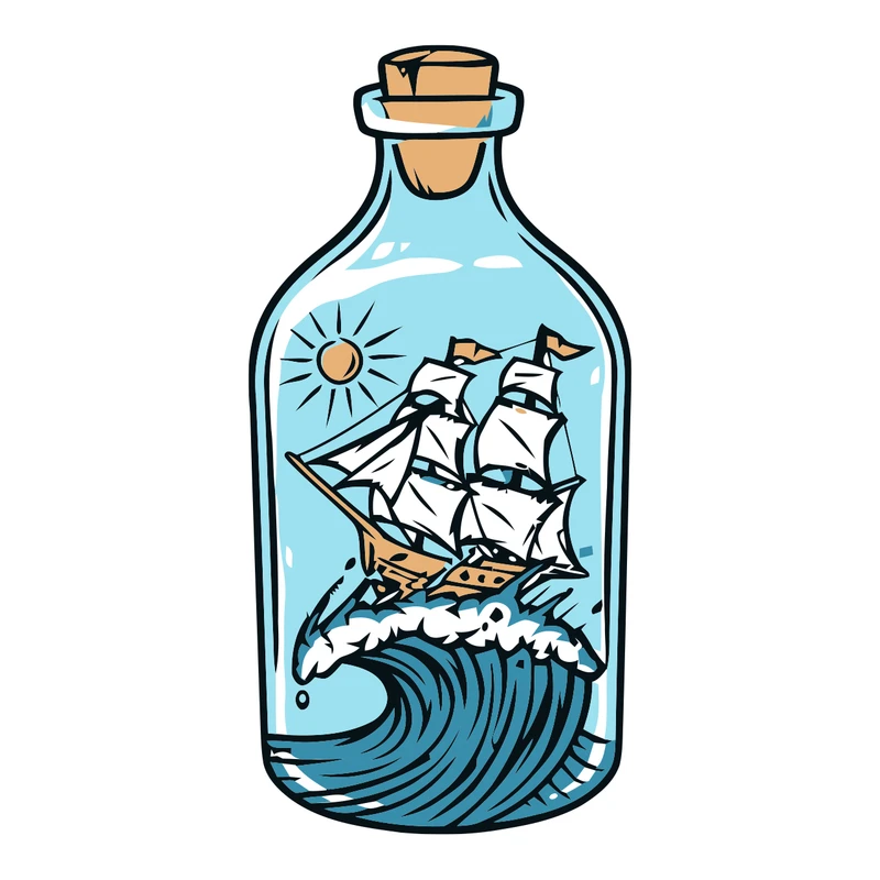 برچسب لپ تاپ پویا مارکت طرح بطری دریا کد 2530