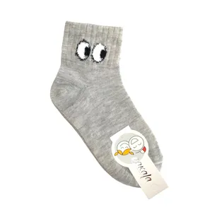 جوراب دخترانه مدل پاکالا طرح چشم رنگ خاکستری