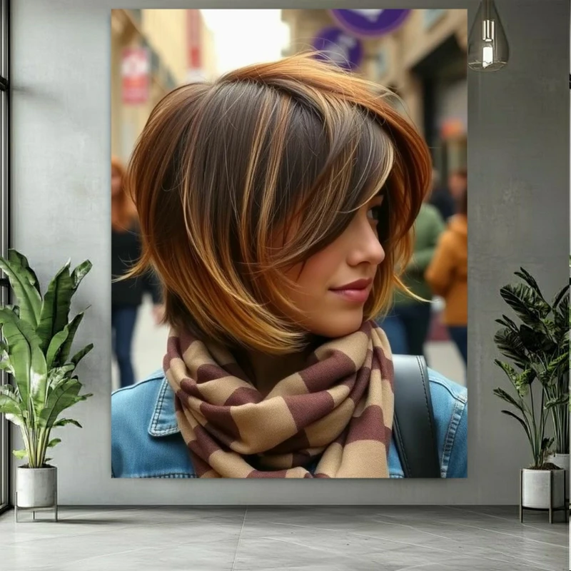 تابلو بوم طرح مخمل آرایشگاه زنانه مدل موی زیبا کد PY350