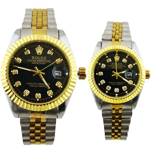 ست ساعت مچی عقربه ای زنانه و مردانه مدل تاریخ دار دیت جاست