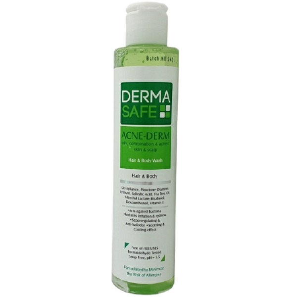 شامپو مو و بدن درماسیف مدل Acne Derm حجم 250 میلی لیتر