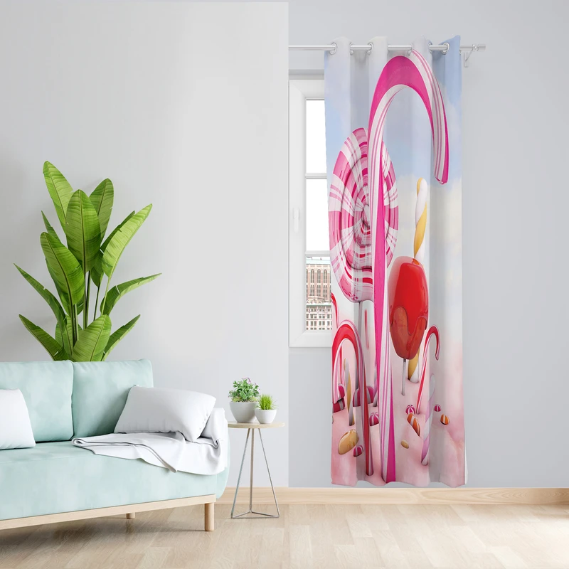 پرده طرح آبنبات مدل مخمل پانچی کد 2323 z سایز 140x200 سانتی متر