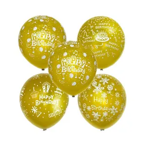  بادکنک مدل Golden Happy Birthday بسته 5 عددی
