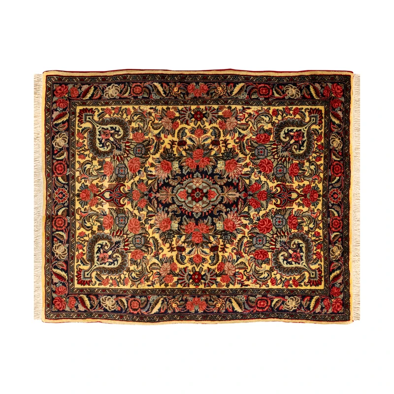 فرش دستبافت 0,5 متری طرح بیجار کد 45P9435 زمینه کرم