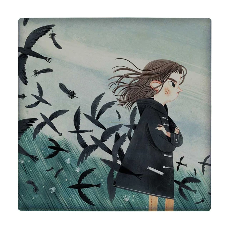   زیر لیوانی طرح دختر و پرندگان کد    3529946_1333