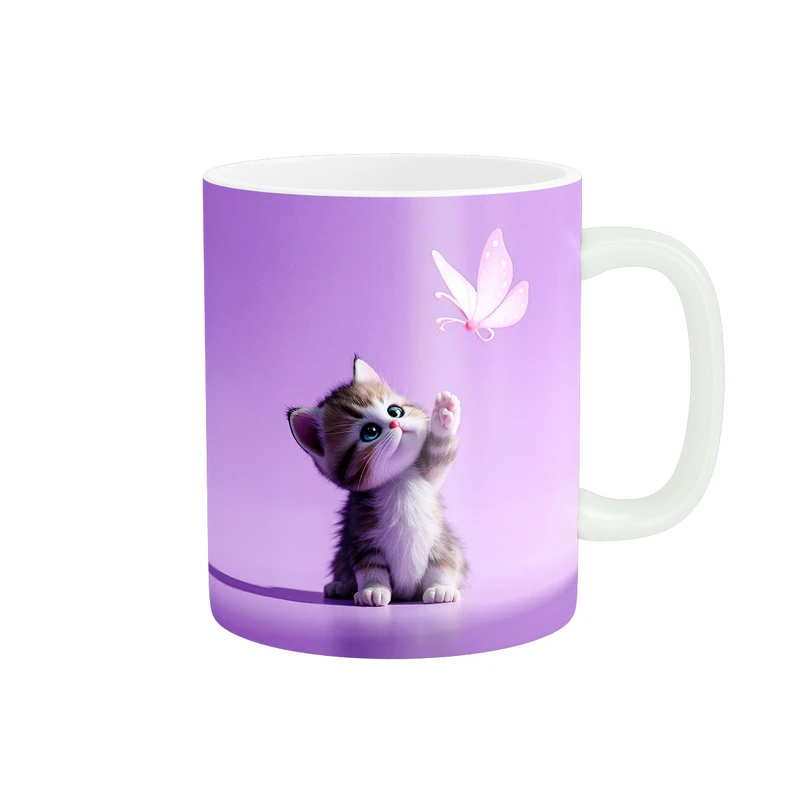 ماگ پاد آفرین مدل گربه کوچولو و پروانه کد 1345