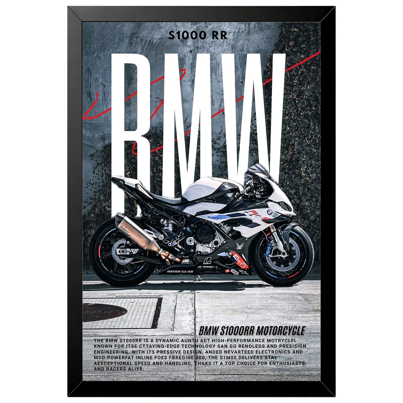 تابلو بکلیت طرح موتور سنگین بی ام و BMW S1000RR مدل B-az1011 فریم مشکی