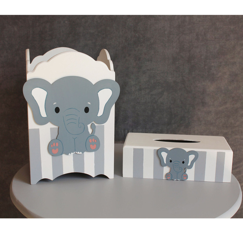 ست سطل و جادستمال کاغذی اتاق کودک مدل فیل