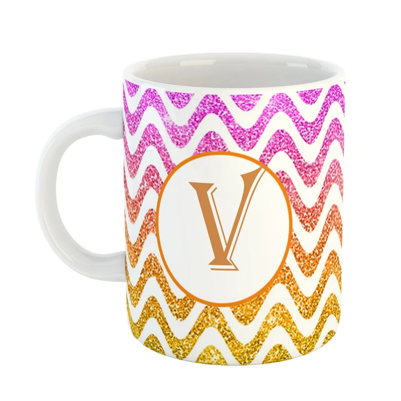 ماگ پاد افرین مدل فانتزی طرح حرف V کد 14