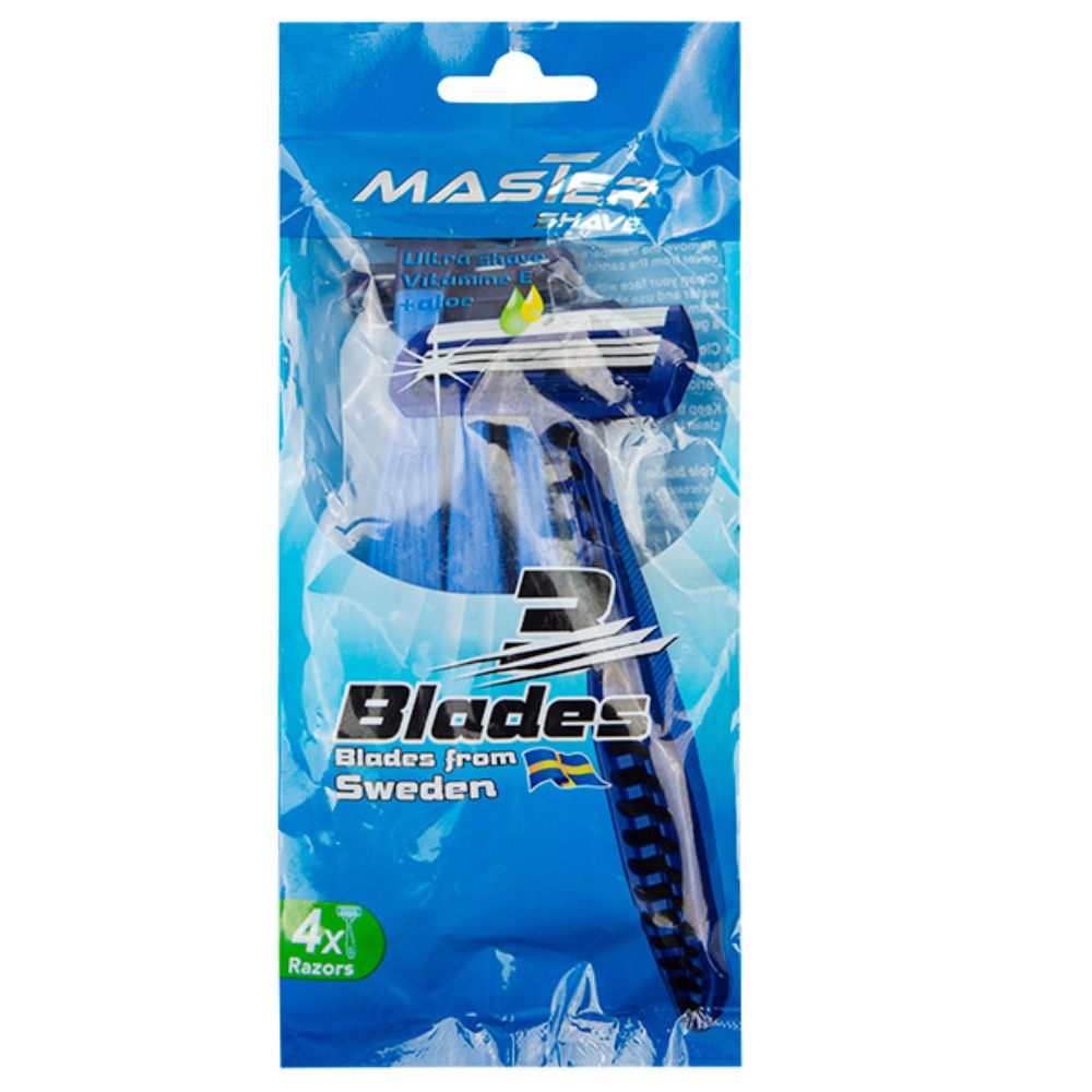 خودتراش مستر شیو مدل 3 blades بسته 4 عددی