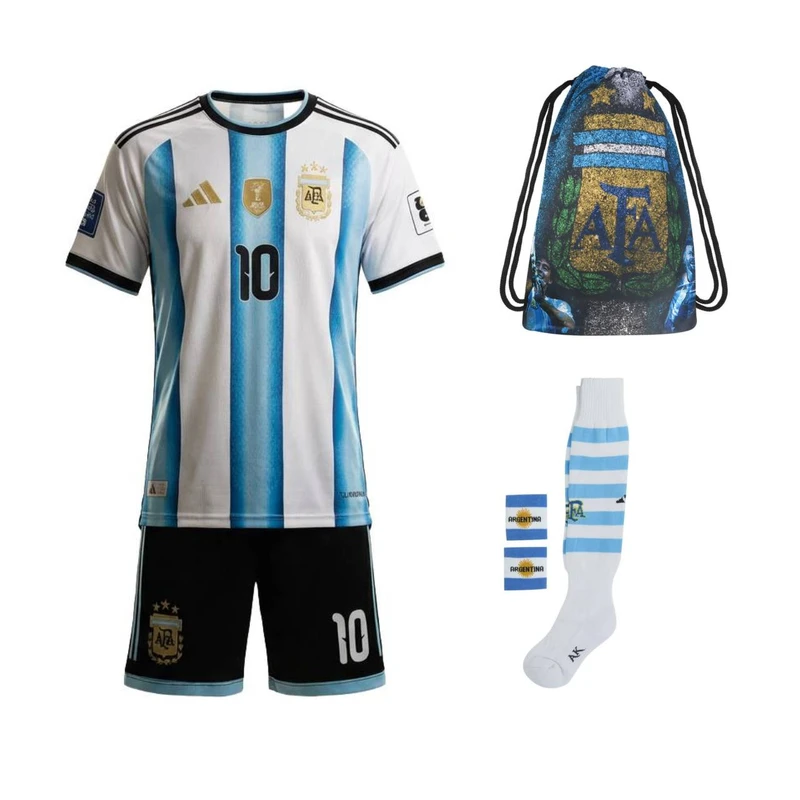 ست 6 تکه لباس ورزشی پسرانه مدل آرژانتین جام جهانی 2026 طرح مسی