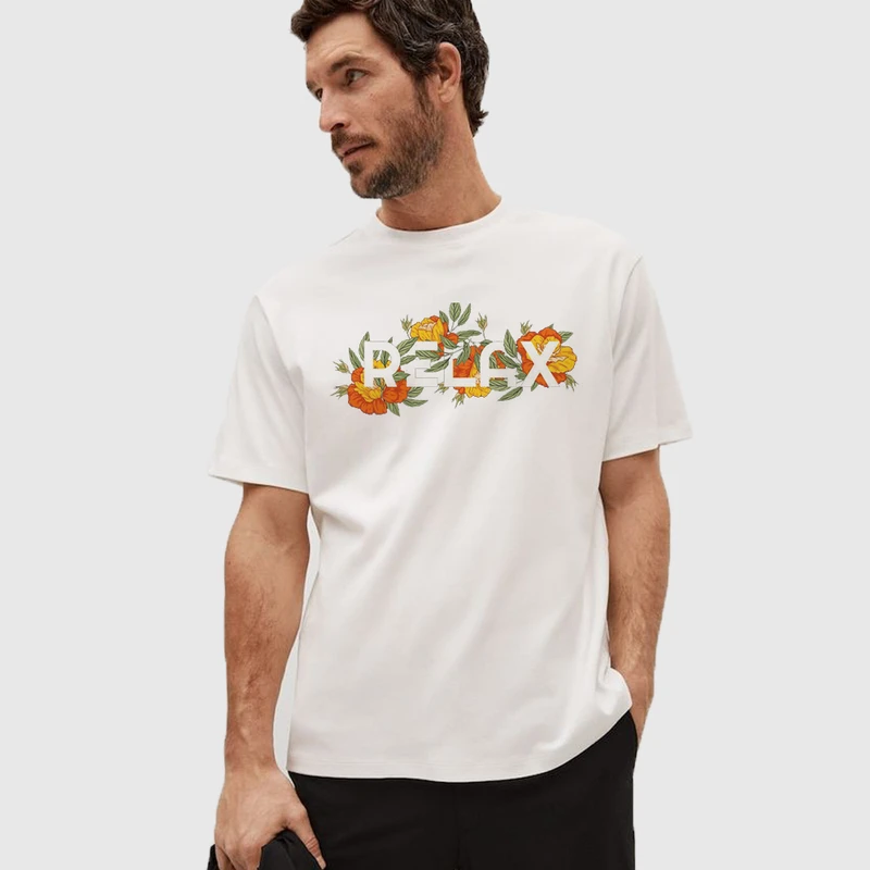 تی شرت آستین کوتاه مردانه مدل فانتزی گل rilax کد mo450
