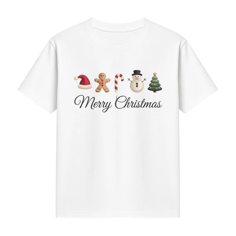 تی‌شرت آستین کوتاه دخترانه مدل کریسمسی کد p10 