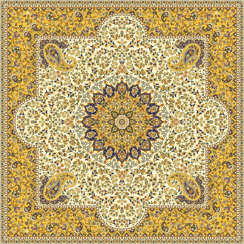 رومیزی ترمه رضایی طرح گلستان مدل مربع کد GN-GY-100