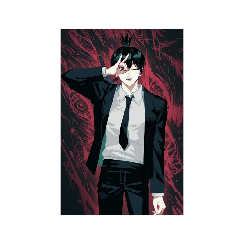 استیکر لپ تاپ و موبایل مدل انیمه طرح مرد اره ای آکی آیاکاوا Chainsaw Man Aki Hayakawa کد 3267