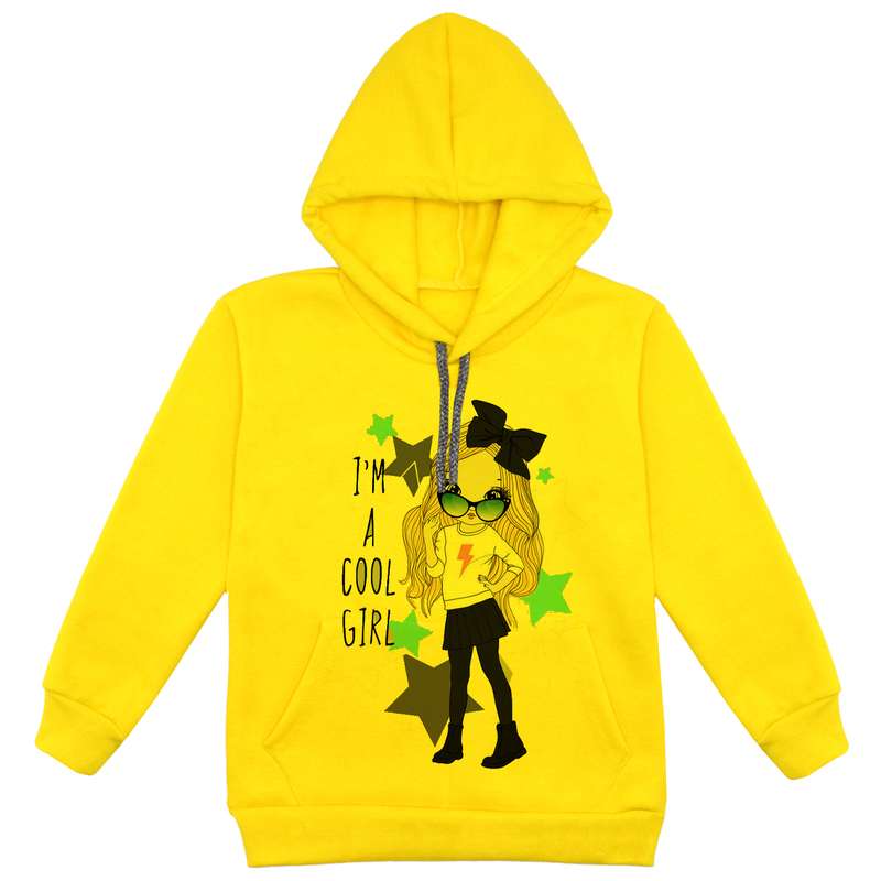 هودی دخترانه مدل عینکی F66 رنگ زرد