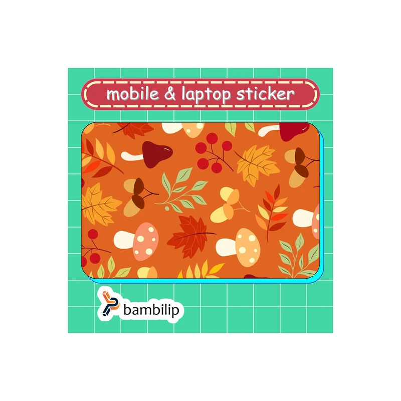 استیکر بامبیلیپ مدل کارت عابر طرح پترن پاییزی قارچ و بلوط کد 8129251