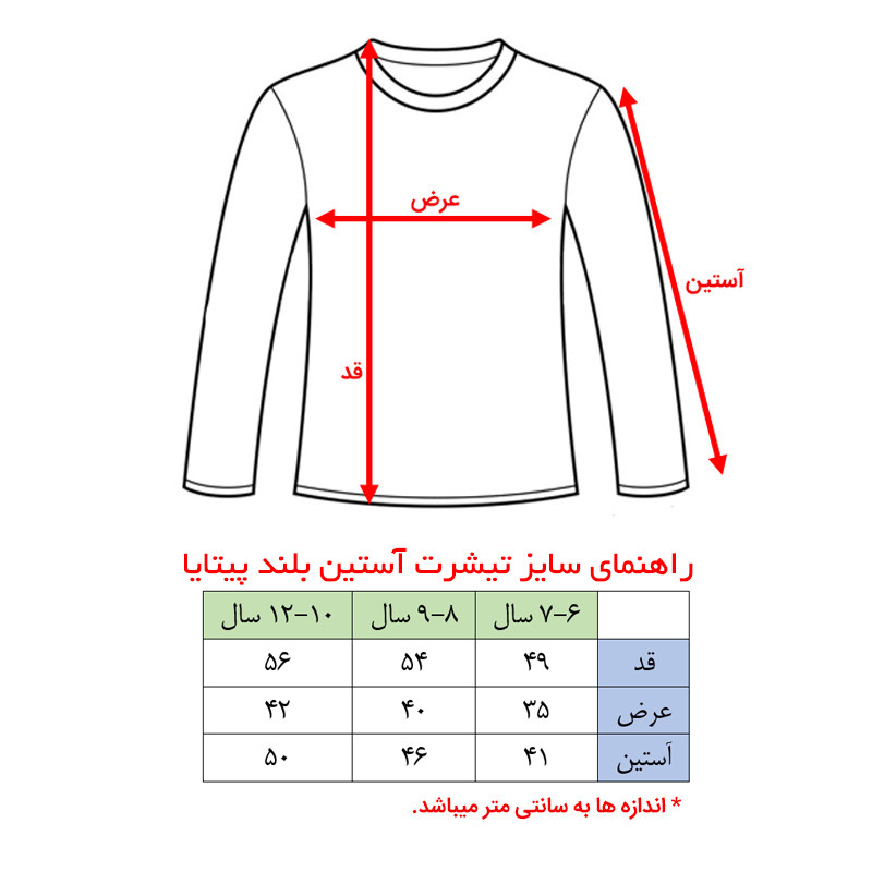 تی شرت آستین بلند پسرانه پیتایا مدل B04