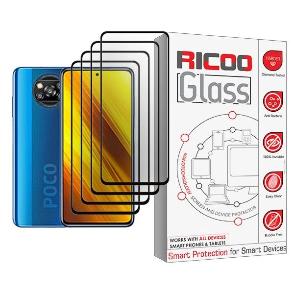 محافظ صفحه نمایش ریکو مدل Ricoo Glass MIX004 مناسب برای گوشی موبایل شیائومی Poco X3 NFC بسته چهار عددی