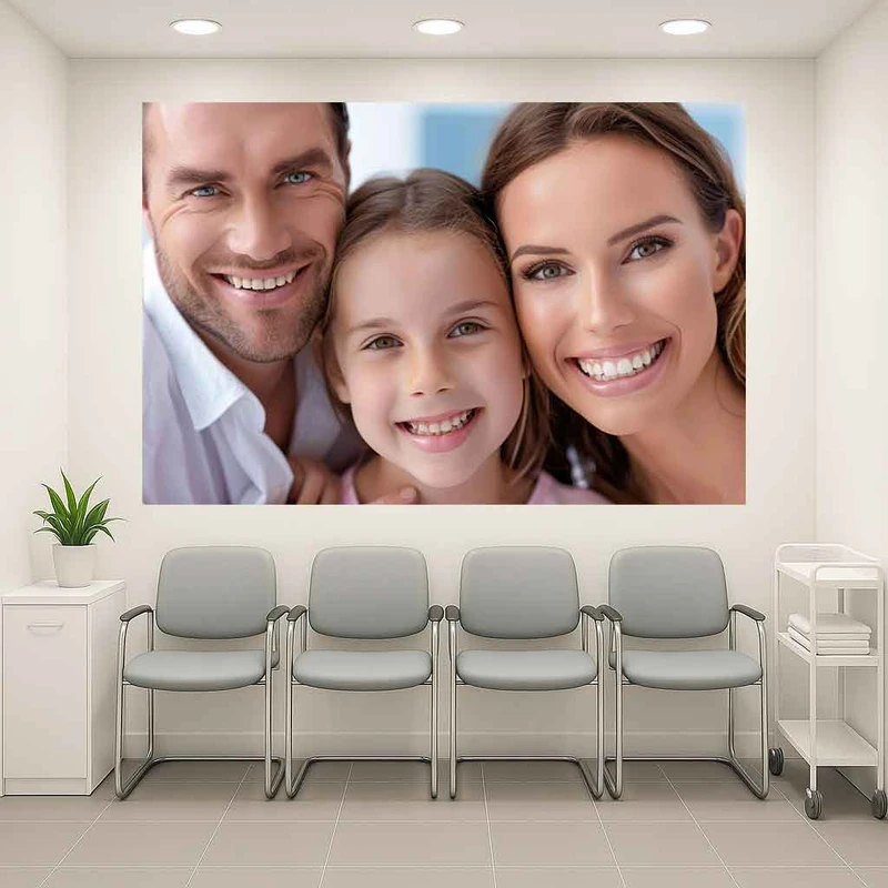 پوستر پارچه ای طرح مخمل  سلامت دندان مدل خانواده شاد کد AR3061412