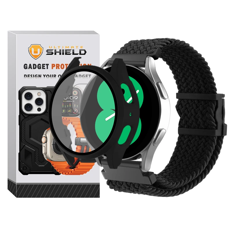 بند آلتیمیت شیلد مدل Braided_Mag_GRD مناسب برای ساعت هوشمند سامسونگ Galaxy Watch 4 40mm / 5 40mm به همراه کاور