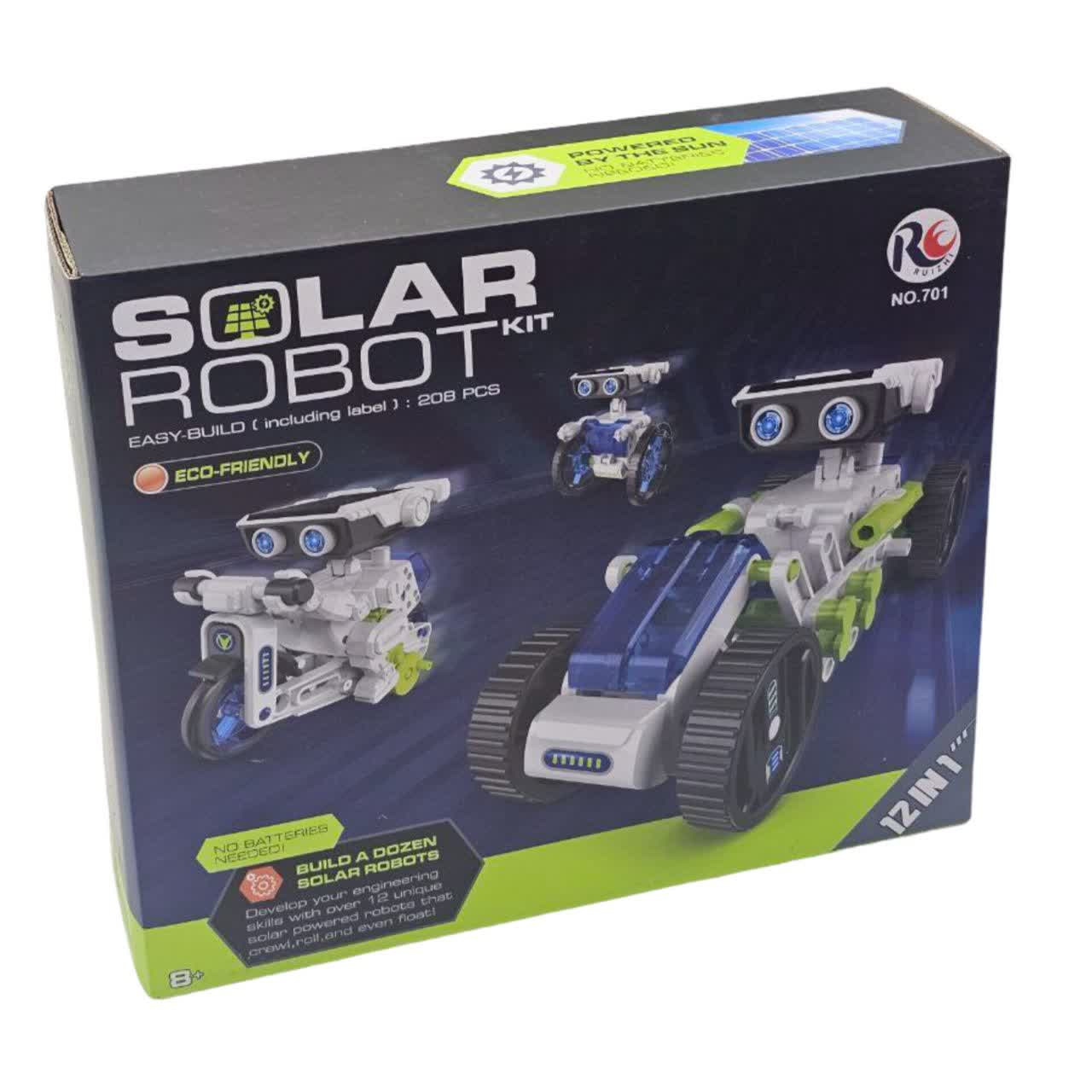 کیت ربات ساختنی ناب سل مدل سولار خورشیدی 12 کاره solar robot kit 12in1 با قابلیت حرکت و چرخش