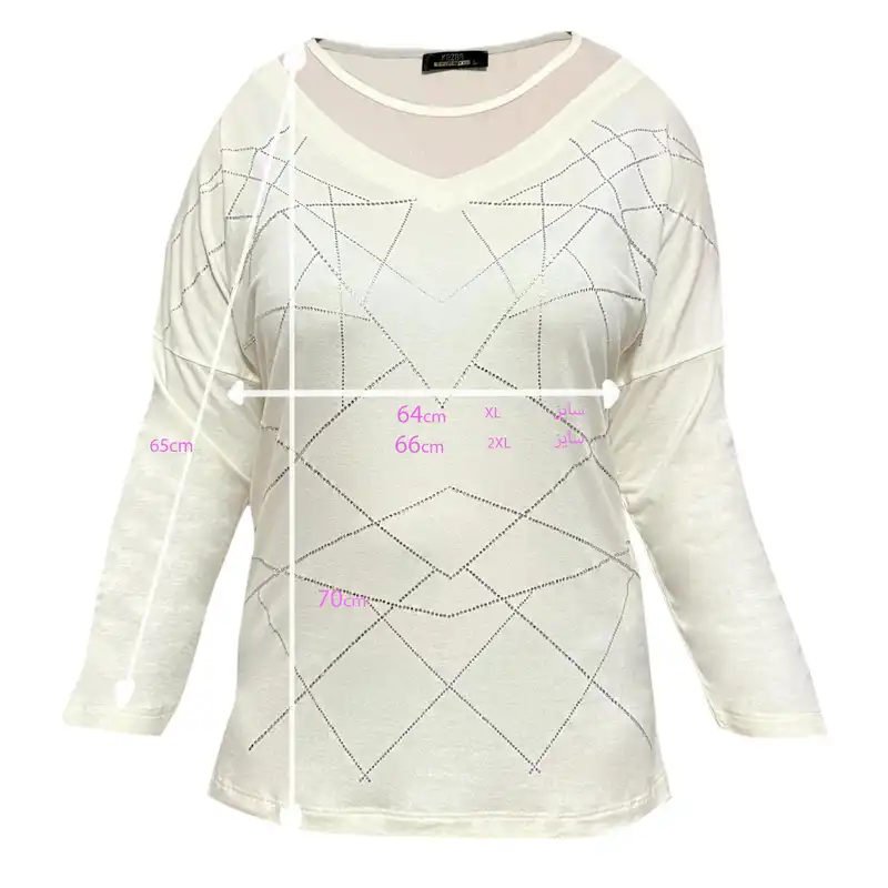 بلوز آستین بلند زنانه کازه مدل  نگین دار ضربدری ترک