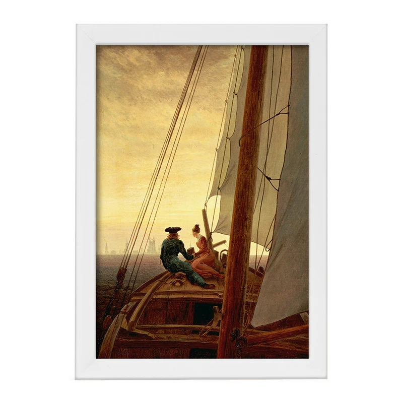 تابلو خندالو مدل نقاشی سوار بر قایق بادبانی اثر کاسپار دیوید فردریش کد F12497