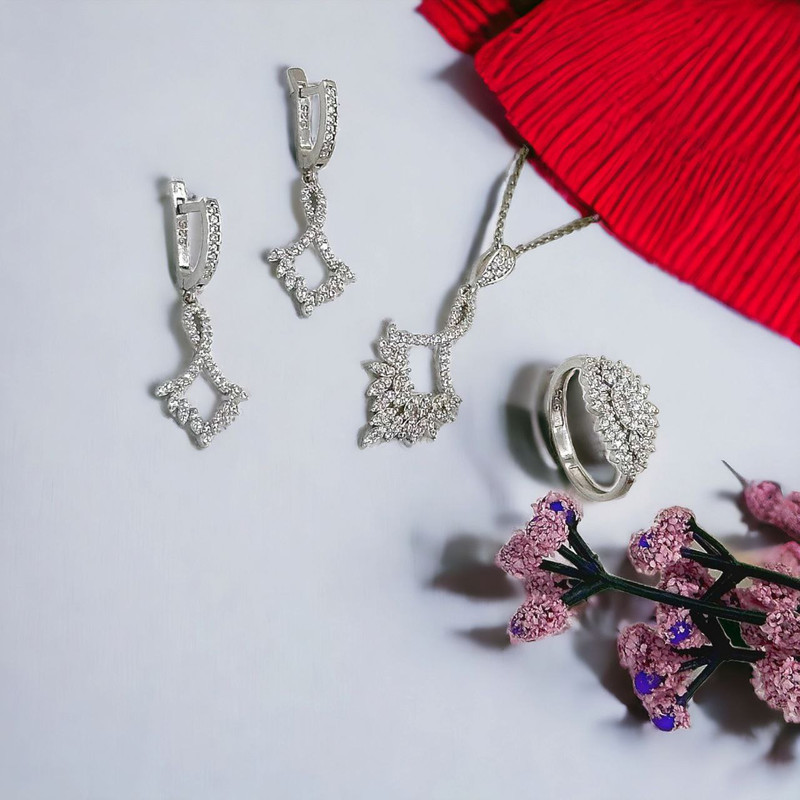 نیم ست نقره زنانه مدل بی نهایت ستاره 0128