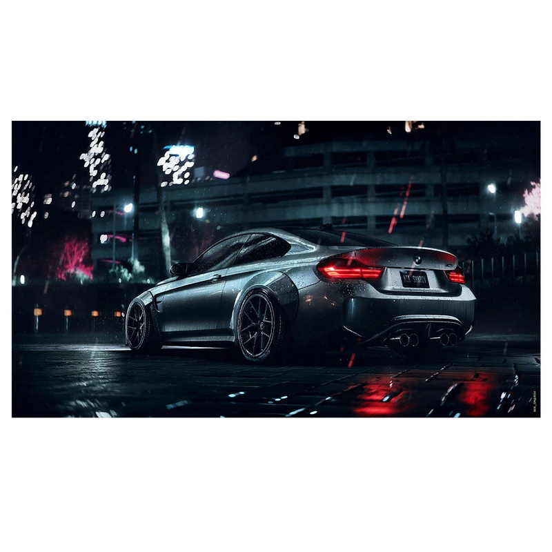 فرش پارچه‌ای مدل فرشینه طرح BMW مدل شهر بارانی کد AR3060248