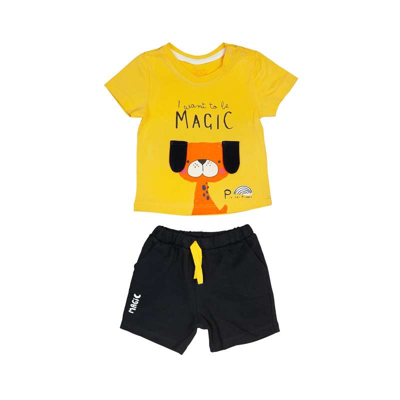 ست تی شرت و شلوارک نوزادی پاپو مدل raman