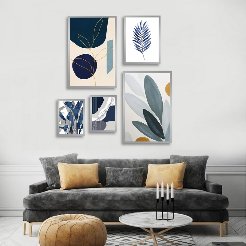 تابلو بکلیت طرح نقاشی مینیمال مدل SI-3077 مجموعه 5 عددی