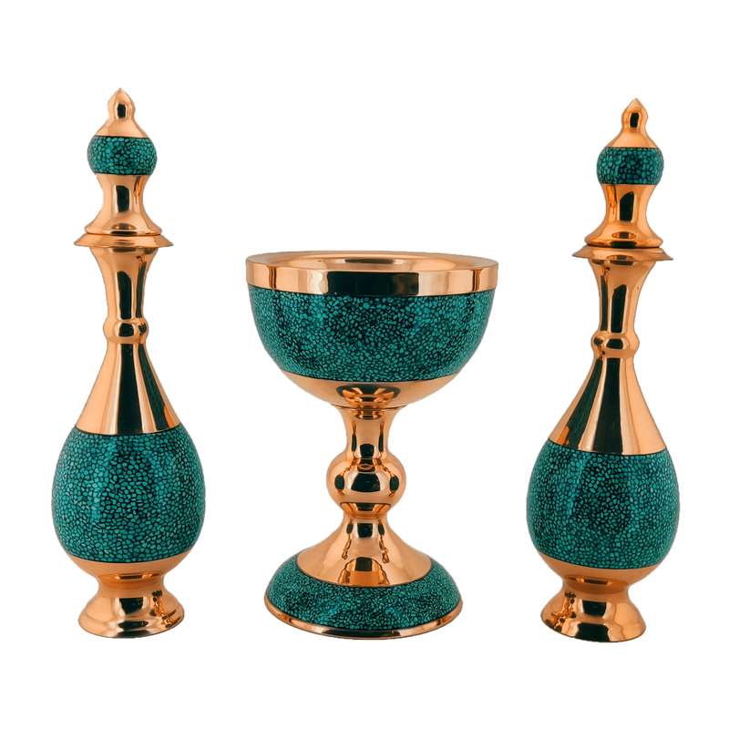 ست سه تکه سنگاب و تنگ فیروزه کوبی کد hf125