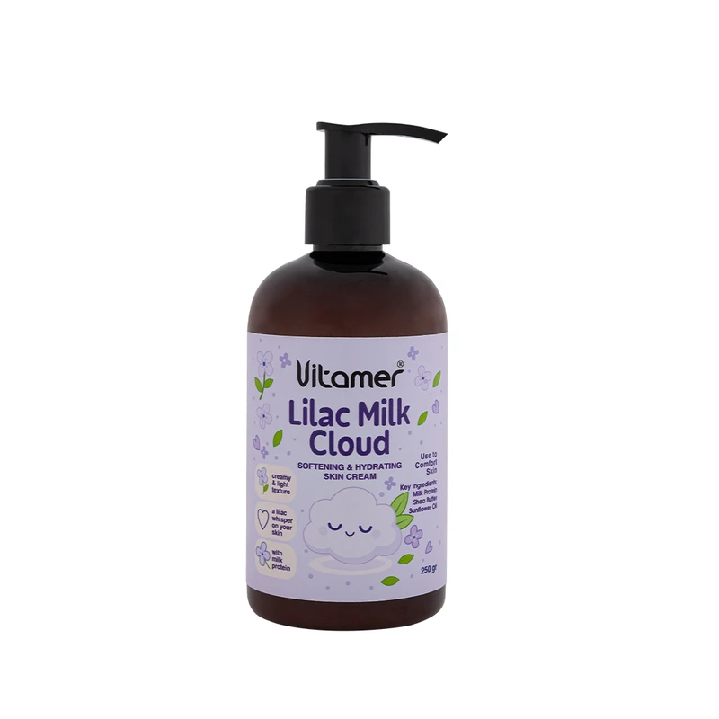 کرم مرطوب‌کننده و آبرسان بدن ویتامر مدل Lilac Milk مناسب برای انواع پوست حجم 250 میلی‌لیتر