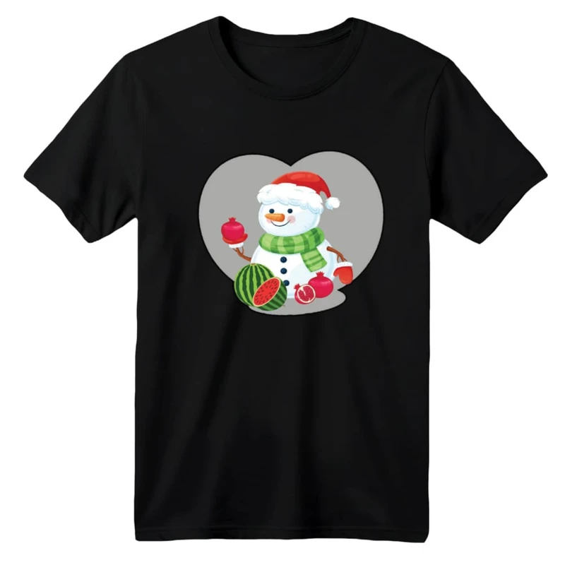 تی شرت آستین کوتاه بچگانه مدل آدم برفی یلدایی