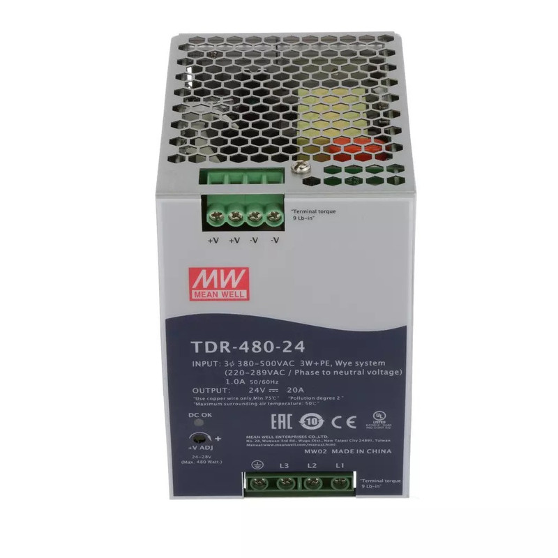منبع تغذیه سه‌فاز 24 ولت 20 آمپر مینول مدل TDR-480-24