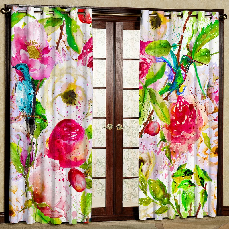 پرده مدل گل دار آبرنگی هازان پانچی کد 4073 سایز 140x200 سانتی متر
