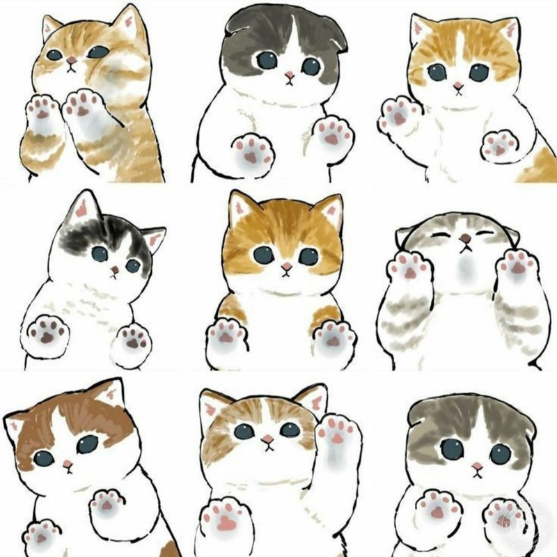 استیکر طرح cute cat مجموعه 9 عددی
