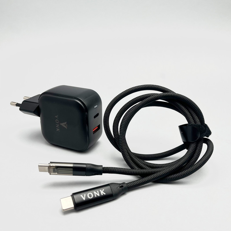 شارژر دیواری 45 وات 2 پورت وونک مدل CA-45 به همراه کابل تبدیل USB‑C