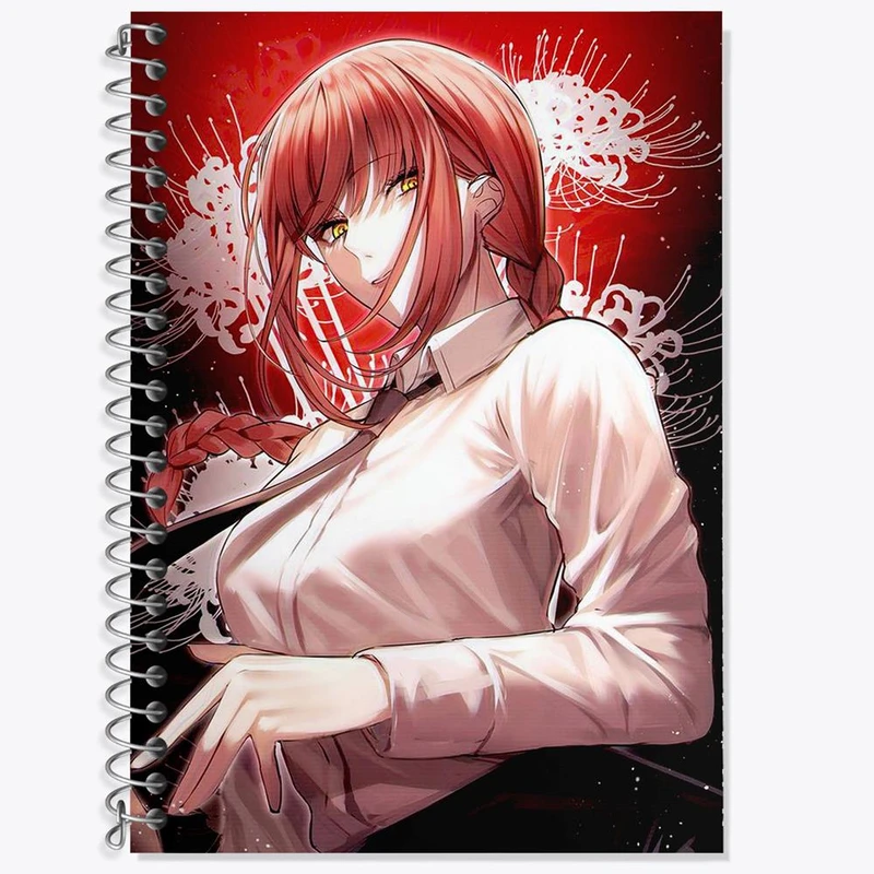 دفتر زبان 50 برگ خندالو مدل سه خط طرح ماکیما انیمه مرد اره ای Chainsaw Man کد 17876