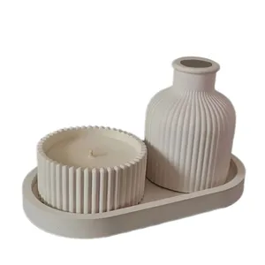 ست قندان و گلدان بتنی مدل مراکشی به همراه سینی